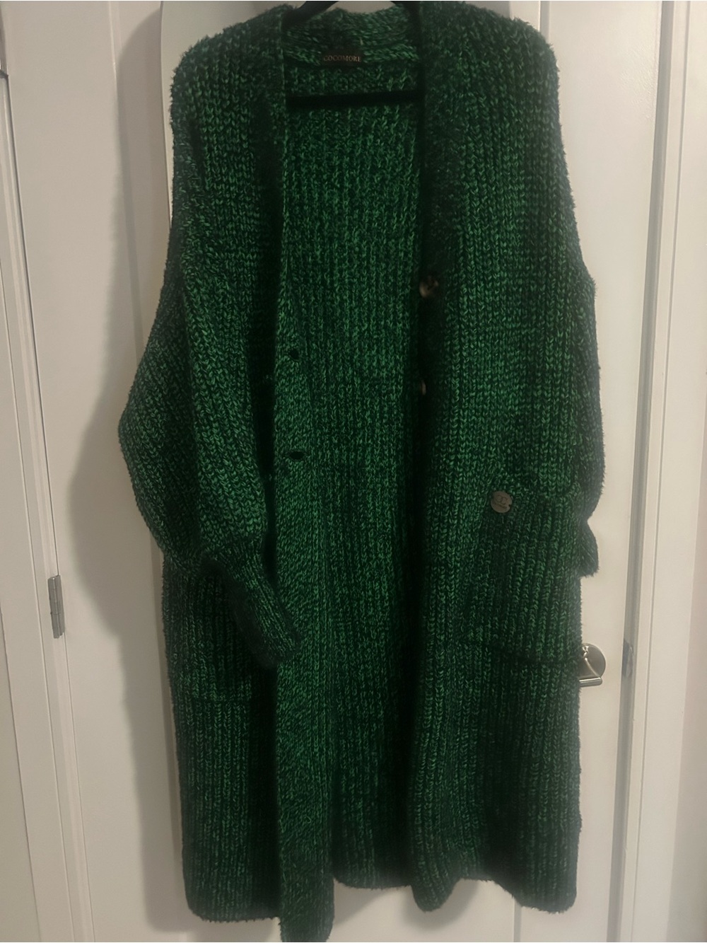 Cocomore Long Green Knit Women's cardigan - Picture 2 of 5